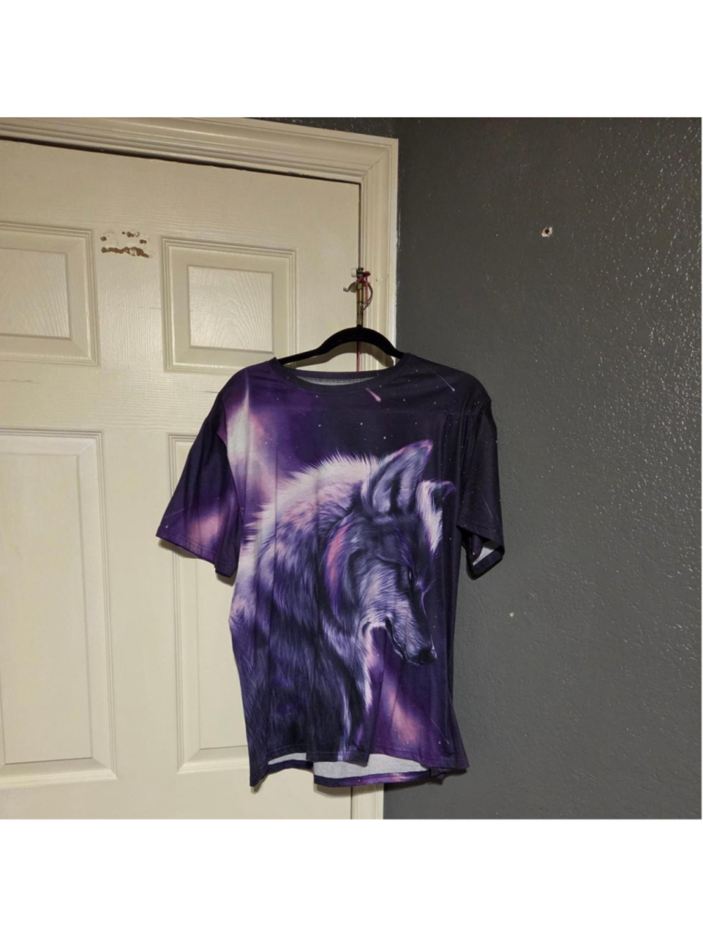 Purple and Pink Graphic Tee with Wolf Design - Picture 2 of 2